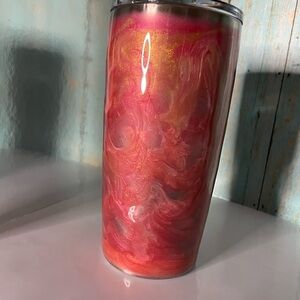 Elegant Red and Gold Swirl Tumbler